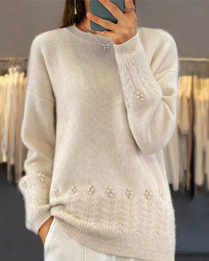 Damski sweter o dopasowanym kroju, jednokolorowy, w stylu retro