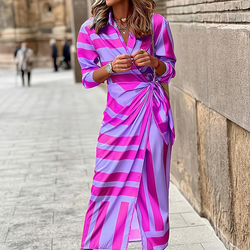 Madalynn | Robe Portefeuille Rayée pour Femmes avec Coupe Confortable