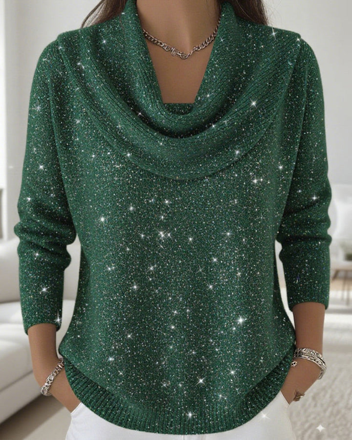 Sweter z golfem zdobiony cekinami