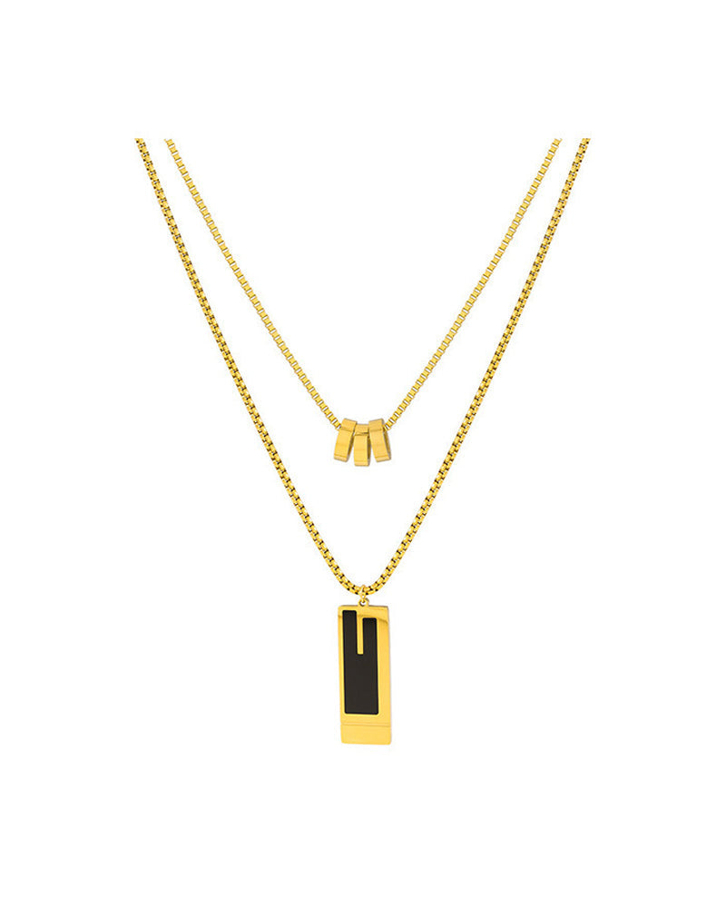Collier double long en acier titane