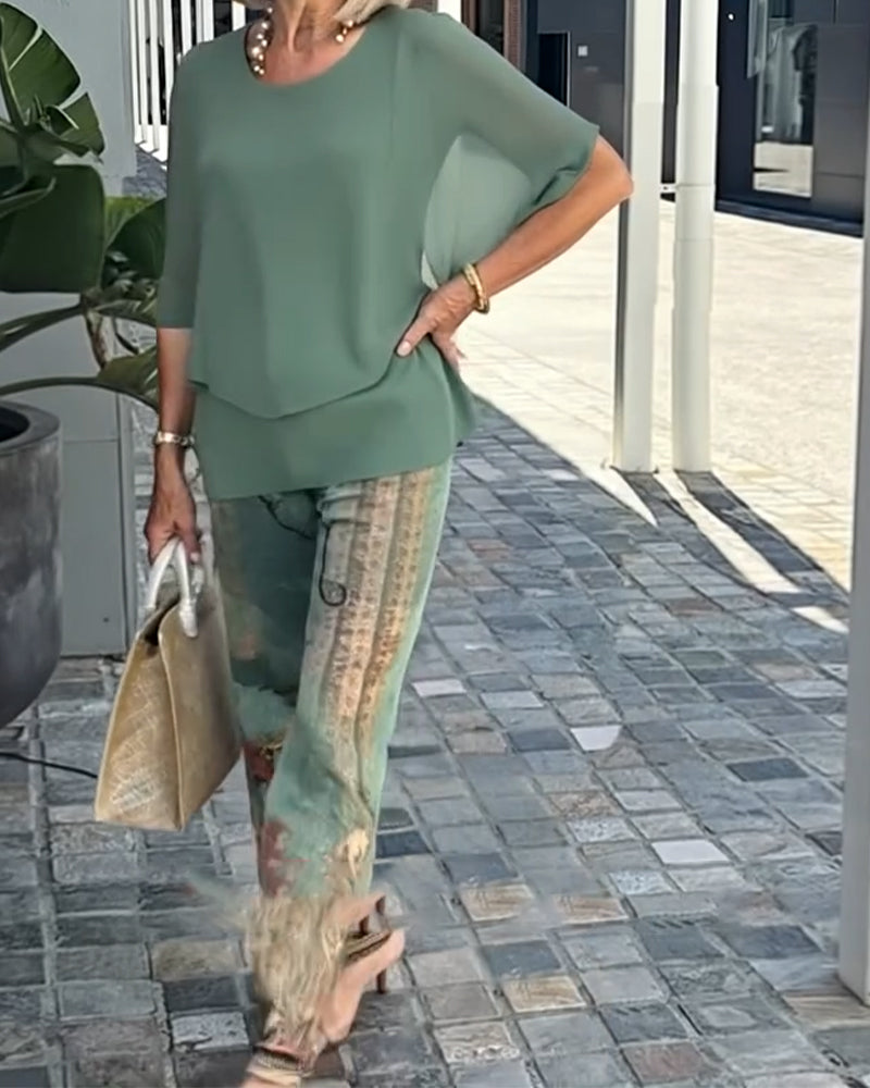 Set Fashion Spodnie proste z nadrukiem