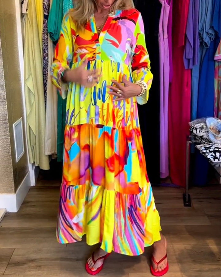 Robe imprimée à manches évasées
