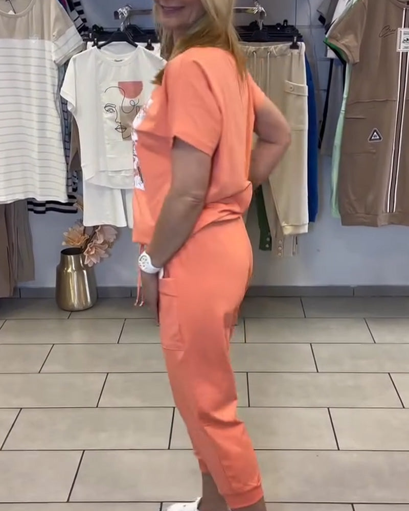 Ensemble Décontracté Pantalon Court Imprimé
