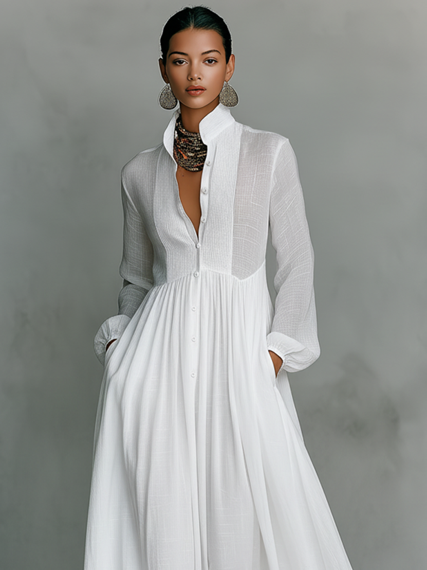 Antonina – Elegancka Sukienka Maxi z Plisowanym Dołem