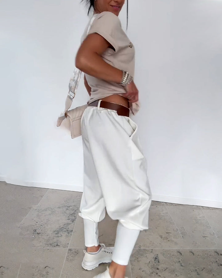 Pantalon Mode Couleur Unie Court