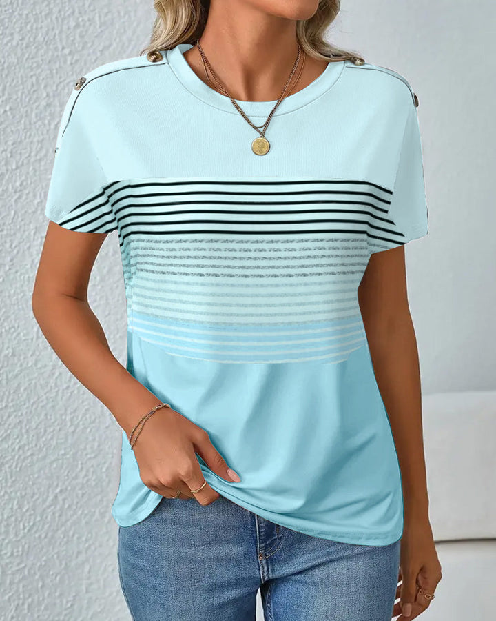T-shirt w paski z krótkim rękawem
