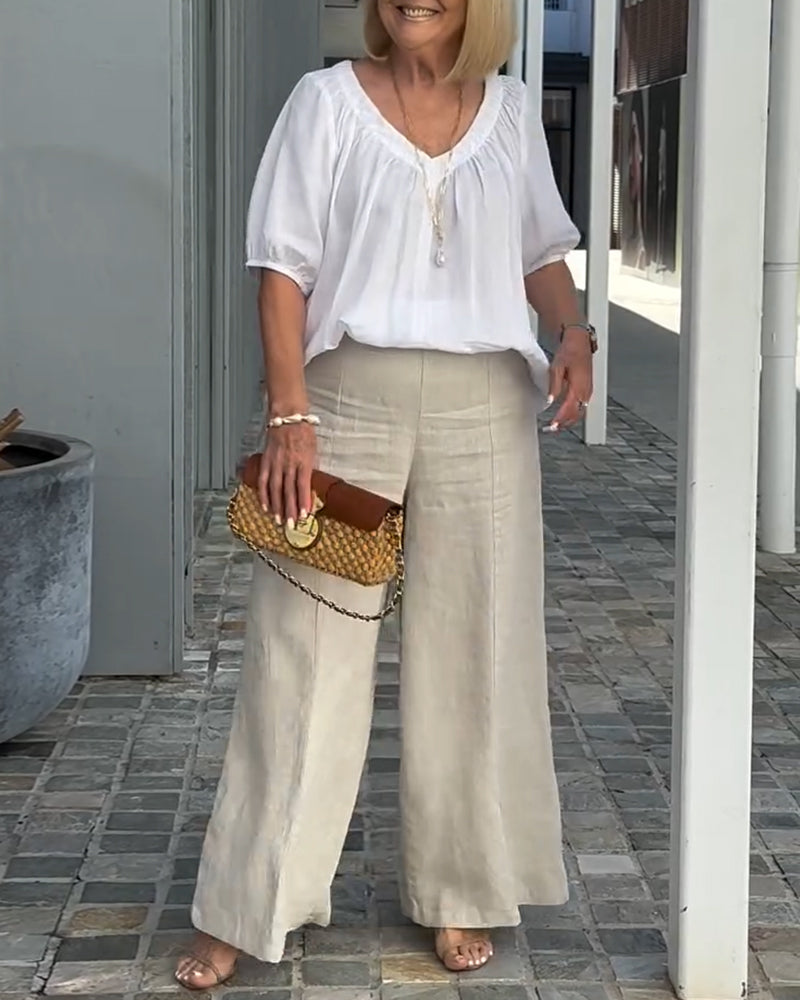 Ensemble Décolleté en V Pantalons Décontractés