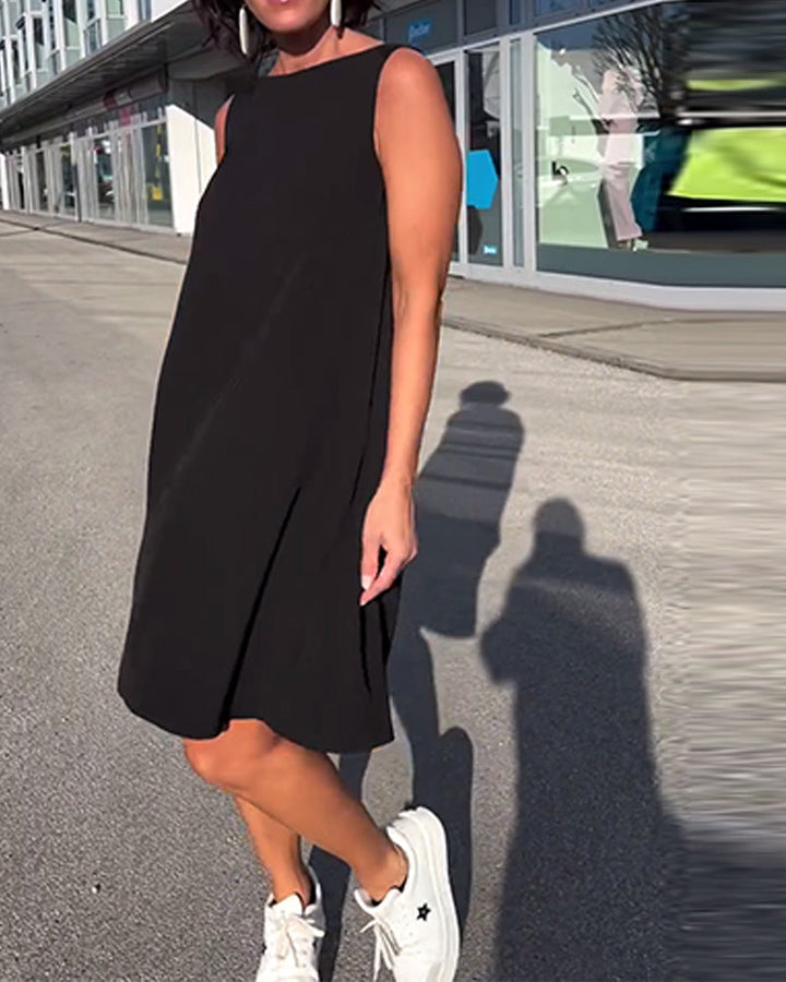 Jednolita sukienka typu shift bez rękawów