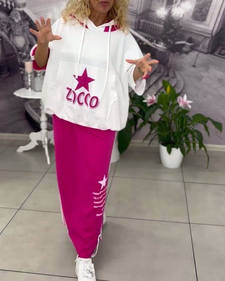 Ensemble À Capuche Cordon Jupe Imprimée