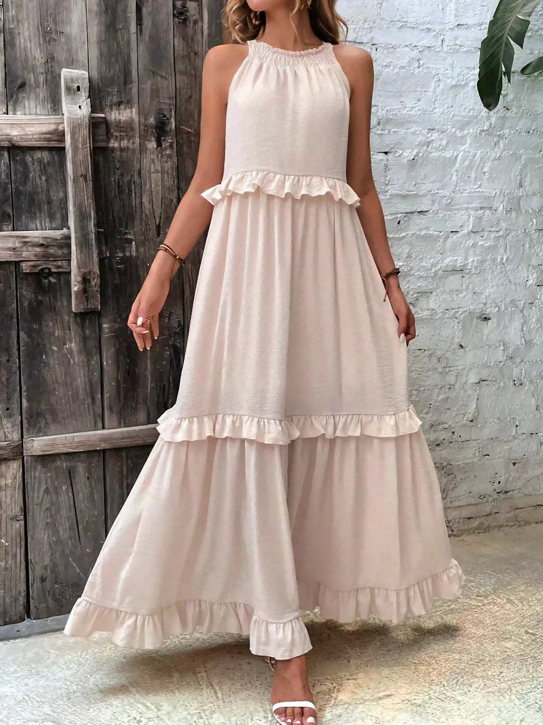 Elvira | Robe Longue à Volants et à Bretelles pour Femme
