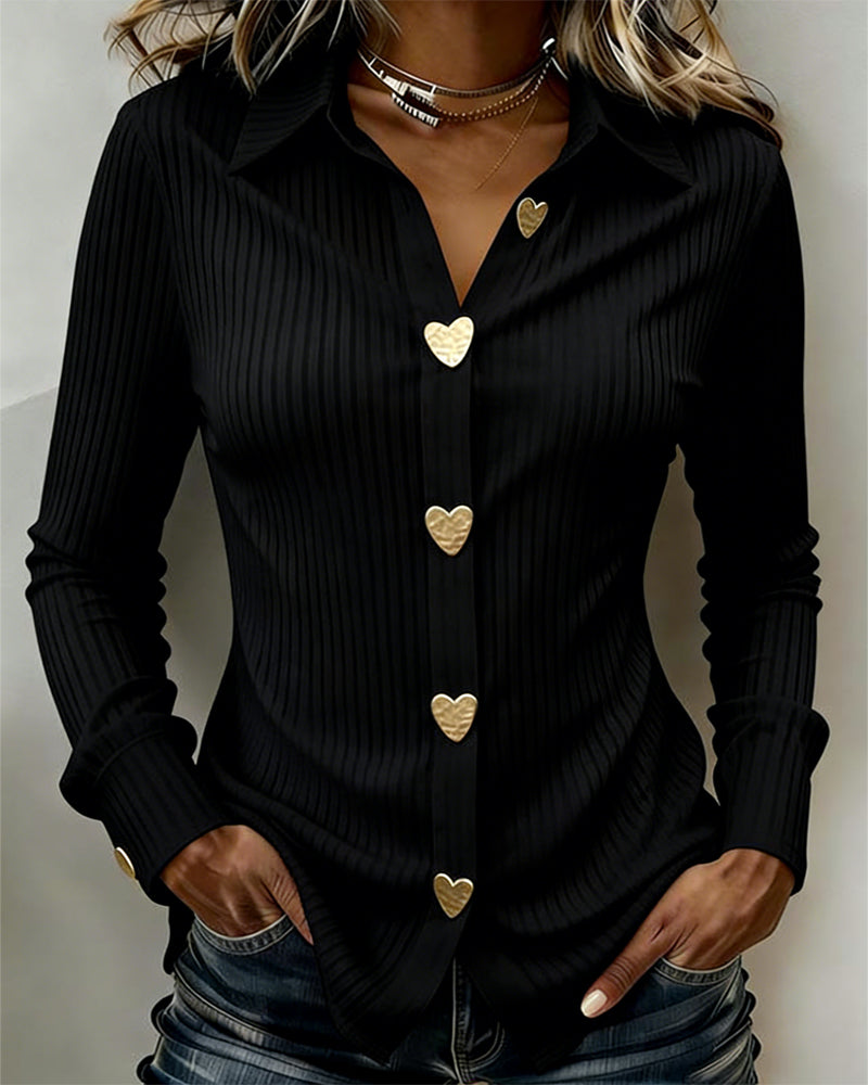 Chemise Boutonnage En Forme De Cœur Col