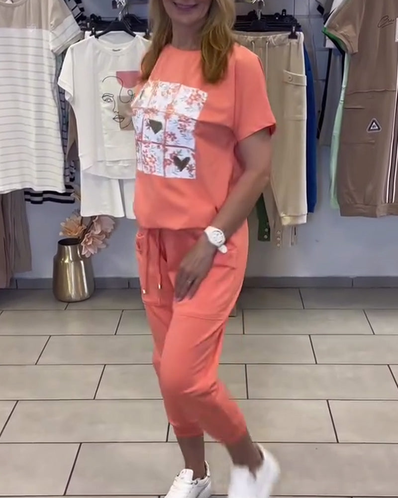 Ensemble Décontracté Pantalon Court Imprimé