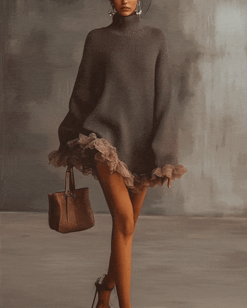 Ensemble Avec Style Élégant, Couche de Pull Et Robe Camisole