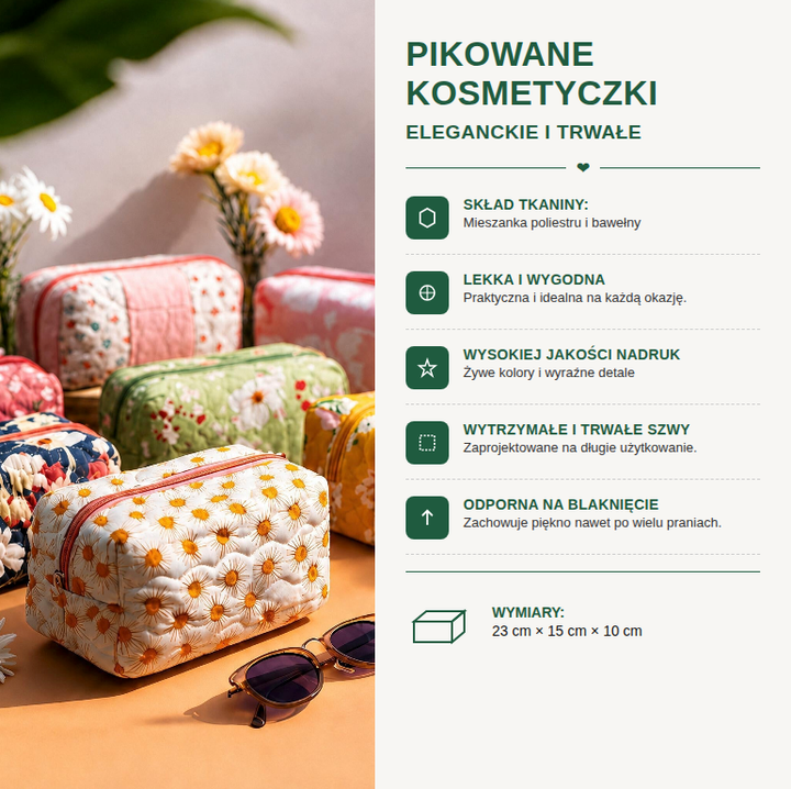 Kwiatowa Kosmetyczka z Pikowanym Wzorem