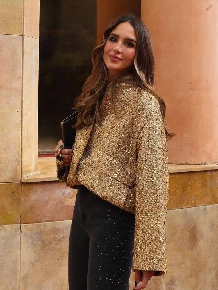 Lisette | Veste bomber femme or pour l'automne