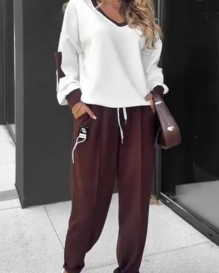 Komplet dresowy bluza i spodnie color block