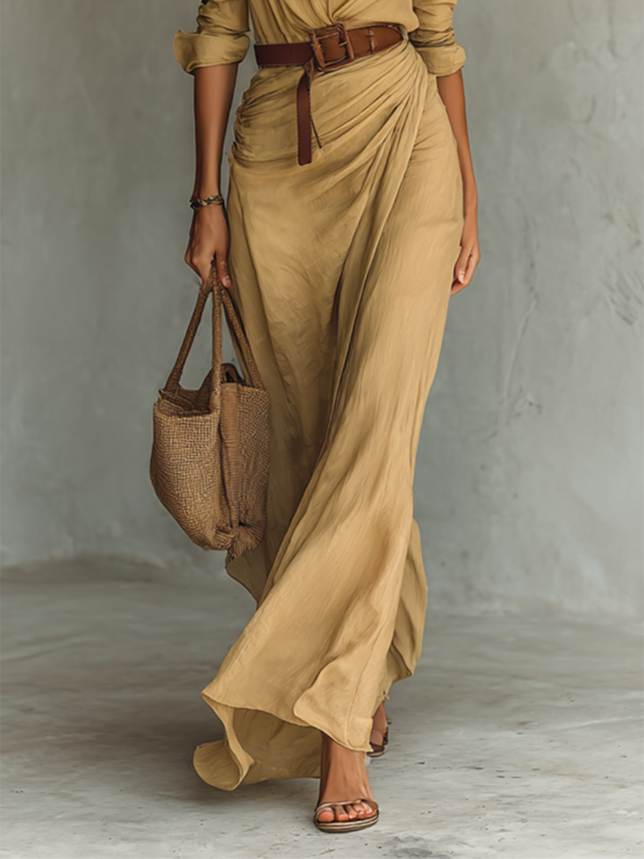 Karolina – Sukienka Maxi w Stylu Koszulowym