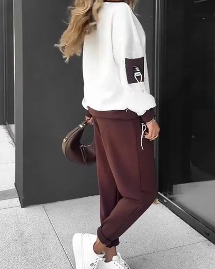 Komplet dresowy bluza i spodnie color block