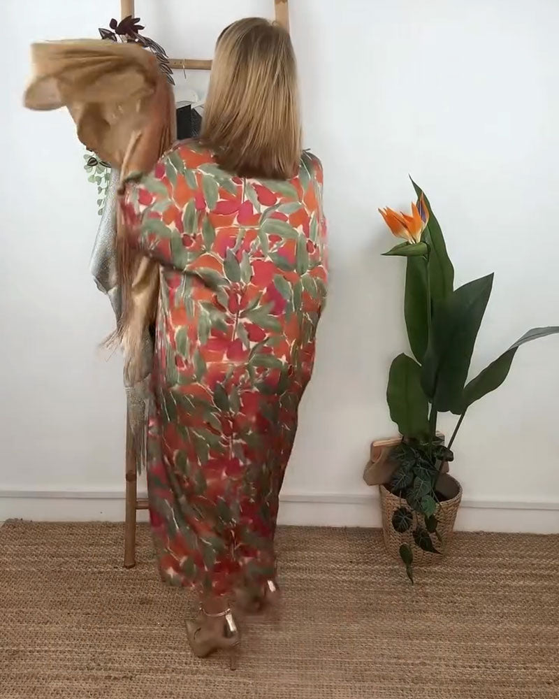 Robe À Col En V Avec Imprimé Torsadé