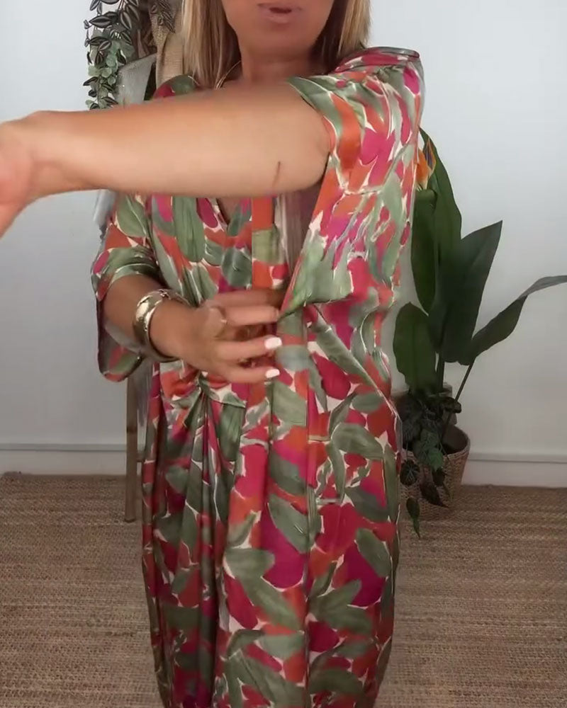 Robe À Col En V Avec Imprimé Torsadé