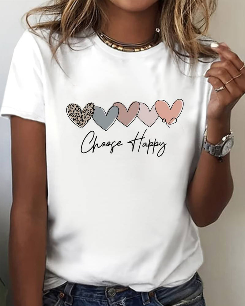T-shirt z krótkim rękawem i okrągłym dekoltem z nadrukiem love