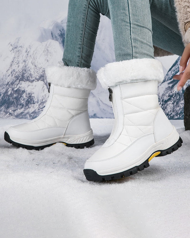 Bottes De Neige Chaudes Antidérapantes À Fermeture Éclair Pour Femmes