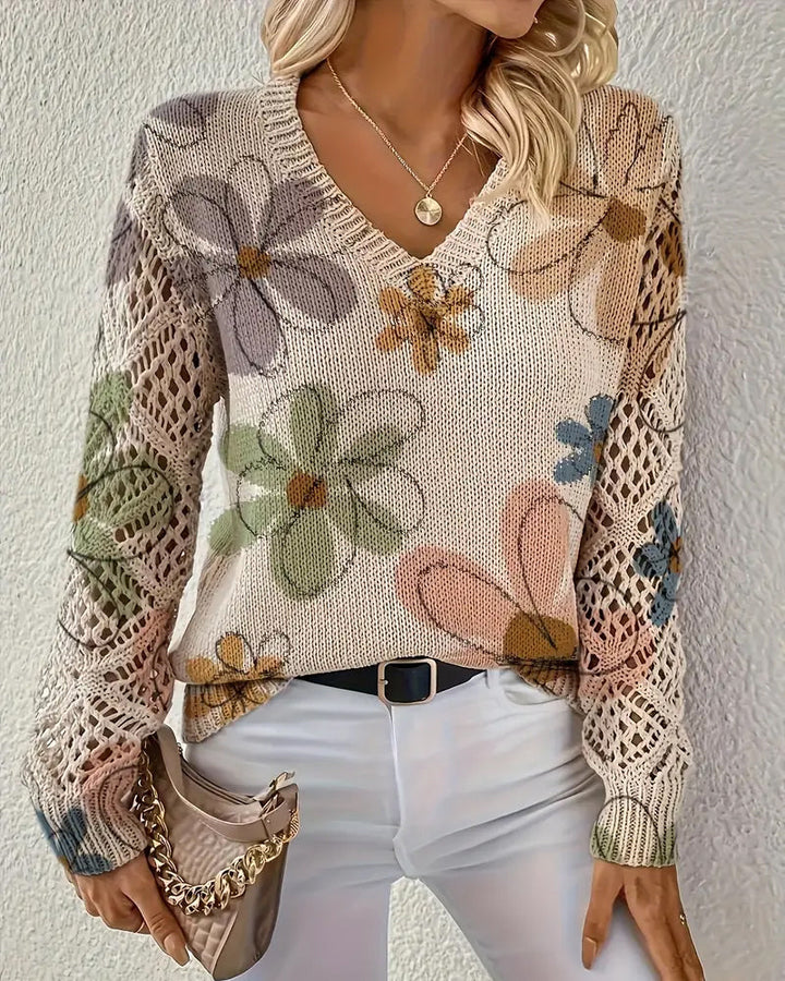 Pull À Col En V Avec Motif Ajouré
