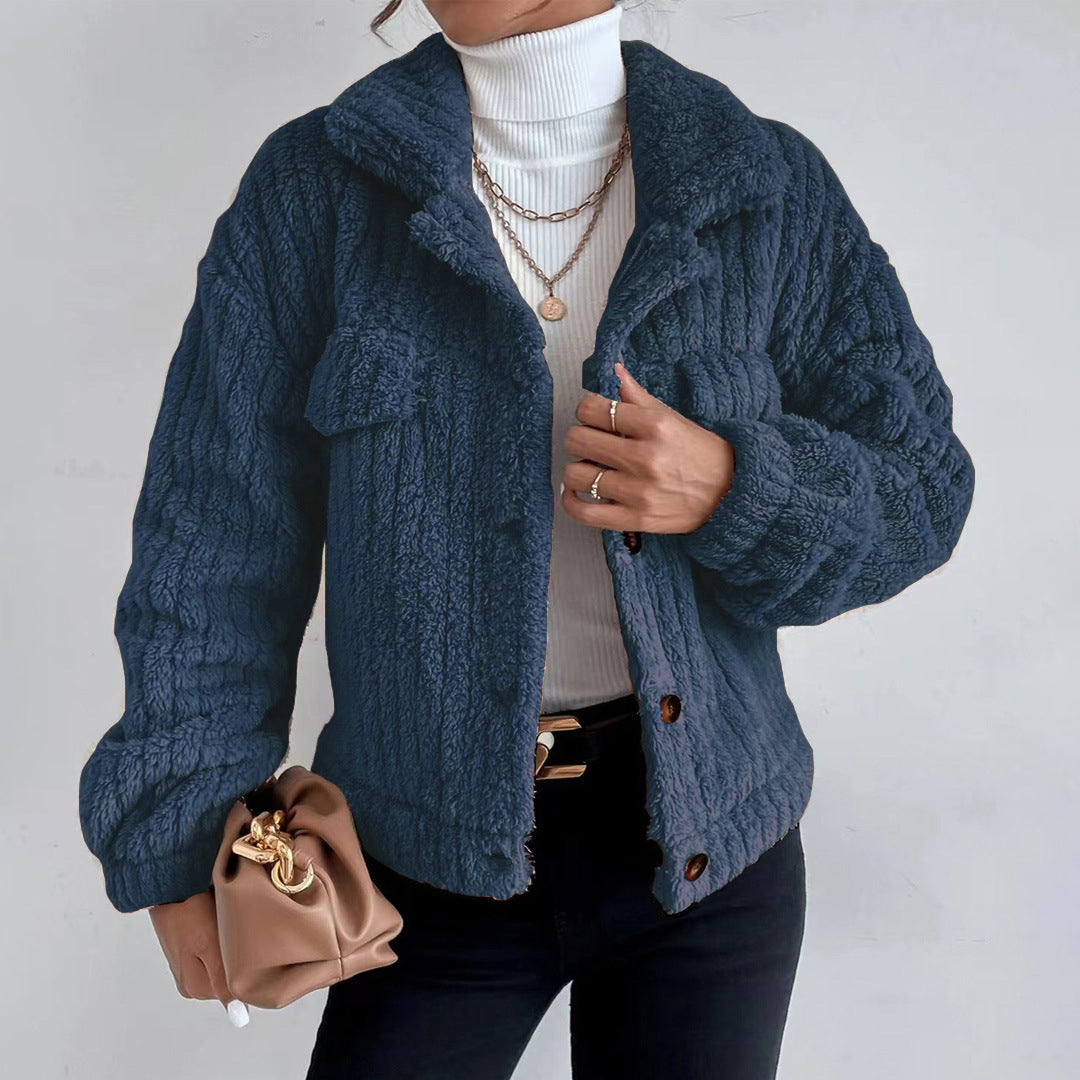 Mireille | Manteau en peluche à coupe courte et stylée pour femme