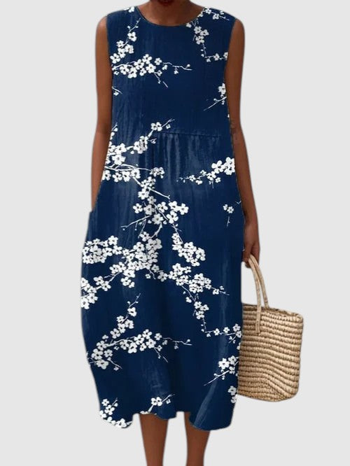 Agnieszka – Elegancka Midi Sukienka w Kwiatowy Wzór