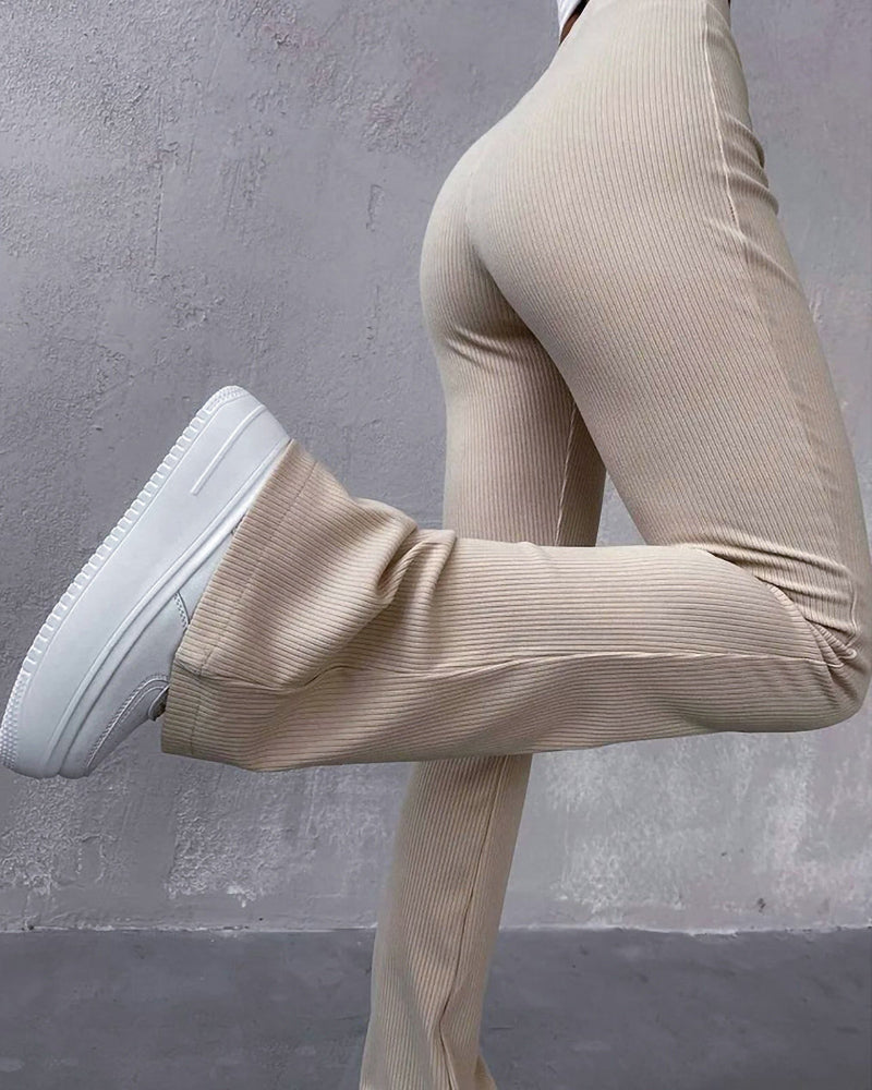 Pantalon slim micro-évasé uni