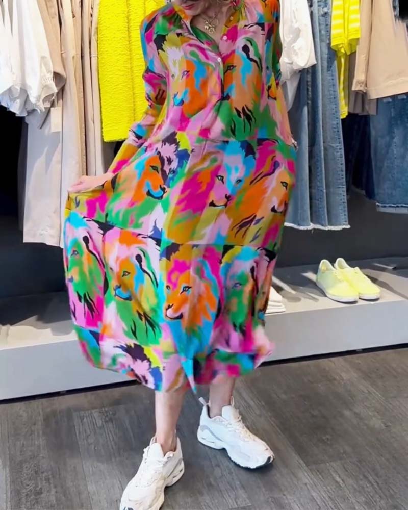 Robe à impression colorée et poches