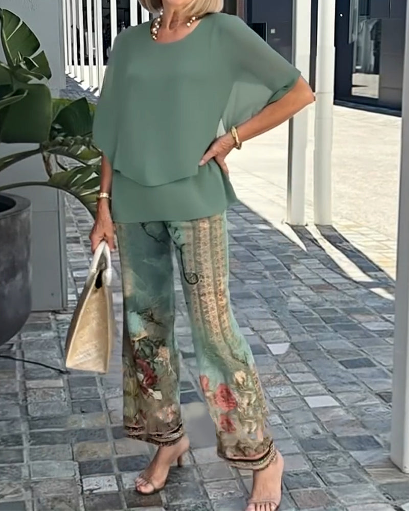 Set Fashion Spodnie proste z nadrukiem
