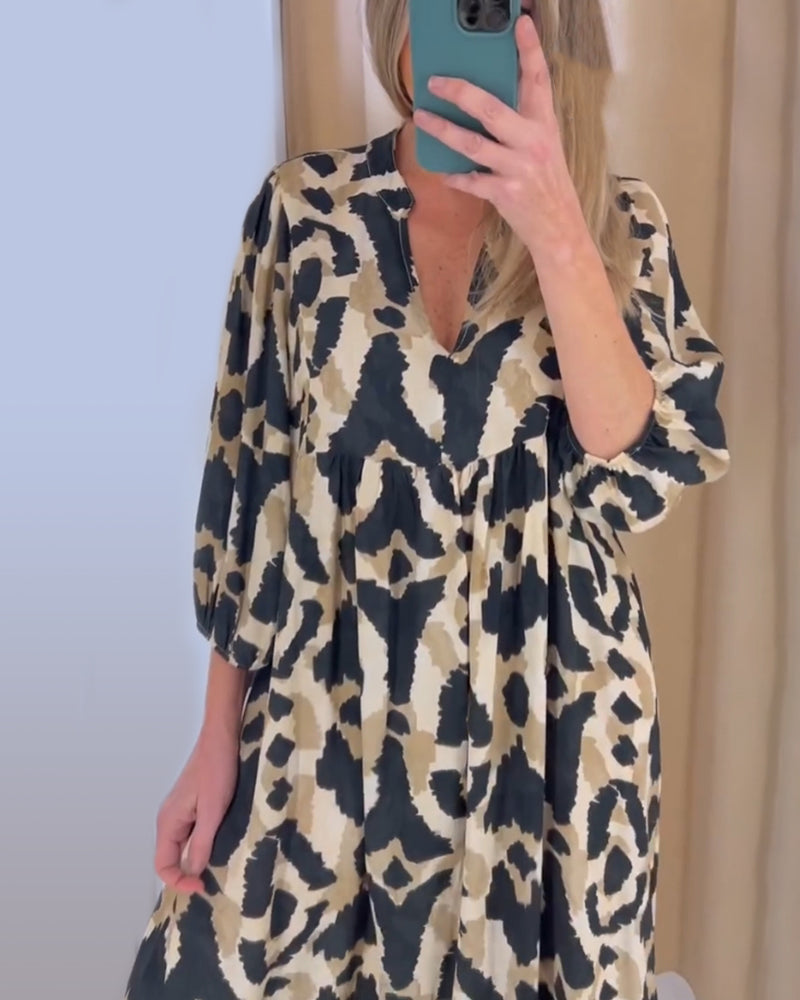 Robe longue décontractée imprimée à col en V