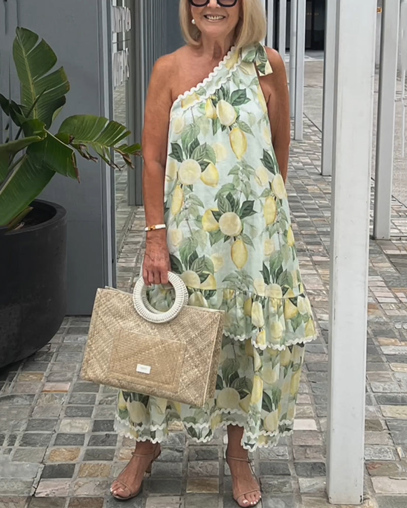 Robe asymétrique à imprimé floral