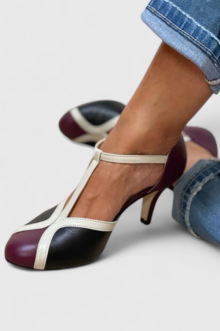 Weronika – Eleganckie Czółenka na Obcasie z Paskiem