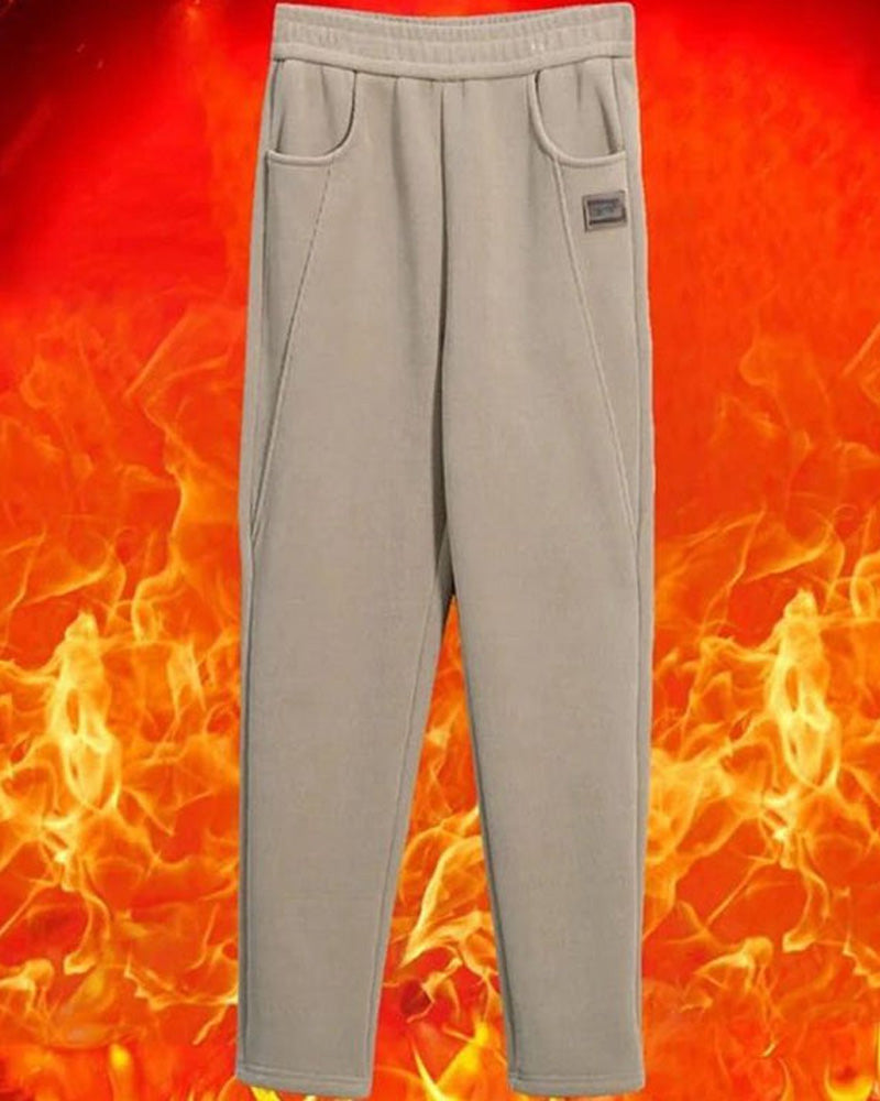 Pantalon Taille Haute Chaud avec Doublure en Laine