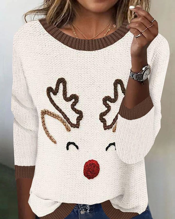 Pull décontracté col rond motif Noël