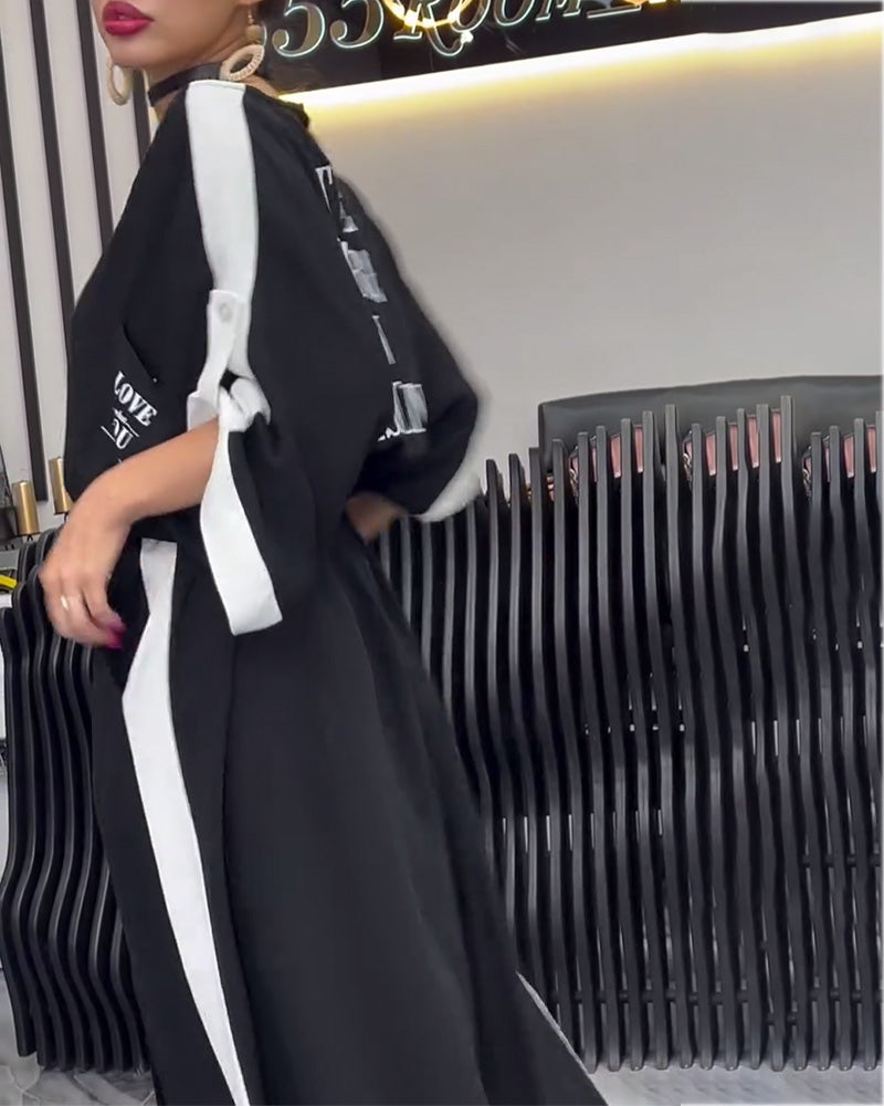 Costume Col V Irrégulier Pantalon Ample