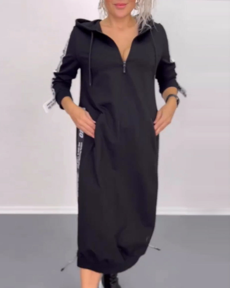 Robe décontractée à capuche zippée