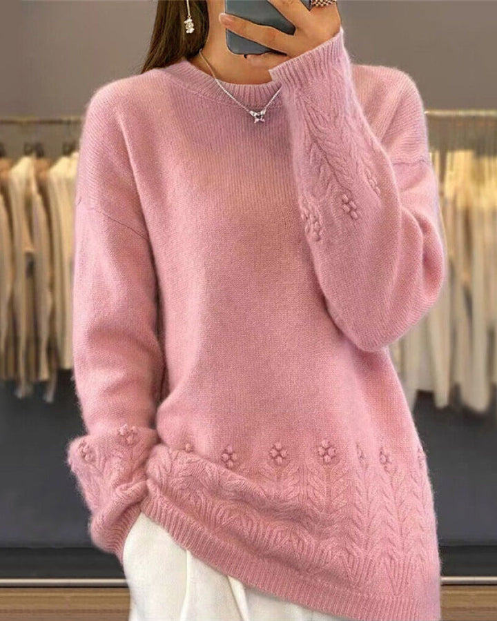 Damski sweter o dopasowanym kroju, jednokolorowy, w stylu retro