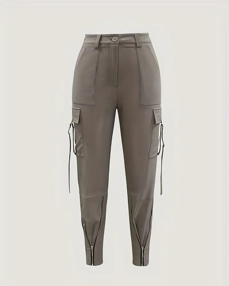 Pantalon Cargo Uni Fermeture Éclair