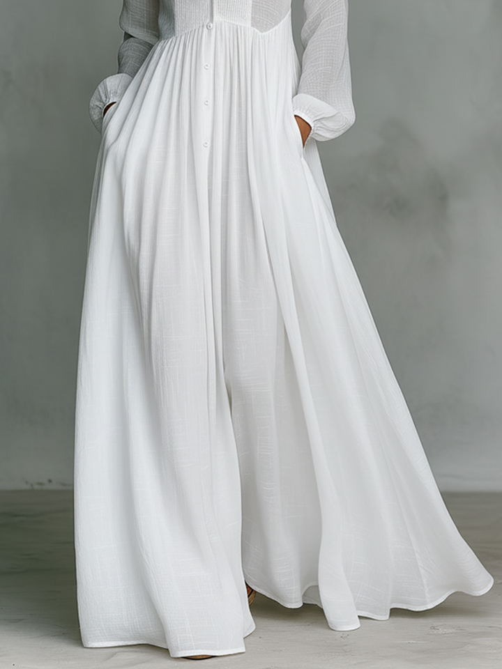 Antonina – Elegancka Sukienka Maxi z Plisowanym Dołem