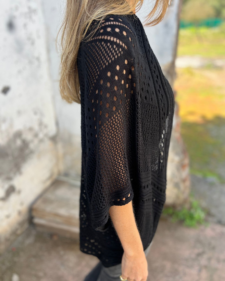 Manteau élégant avec design en tricot ajouré