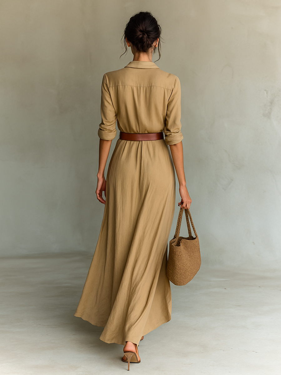Karolina – Sukienka Maxi w Stylu Koszulowym