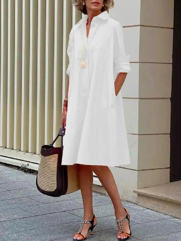 Abrielle | Robe Chemise Décontractée avec Élégance Naturelle pour Femme