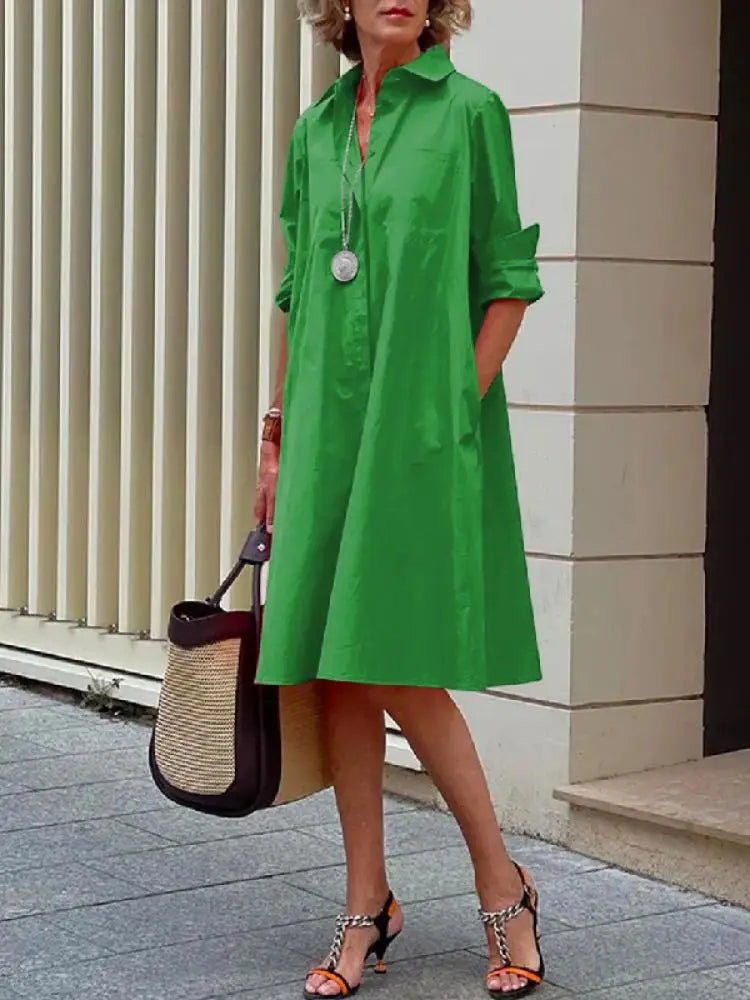 Abrielle | Robe Chemise Décontractée avec Élégance Naturelle pour Femme