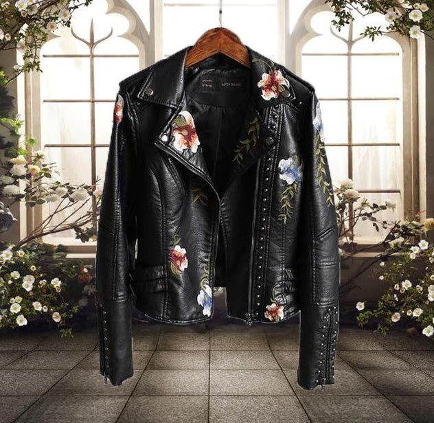 Fianna | Veste motard à imprimé floral pour femme