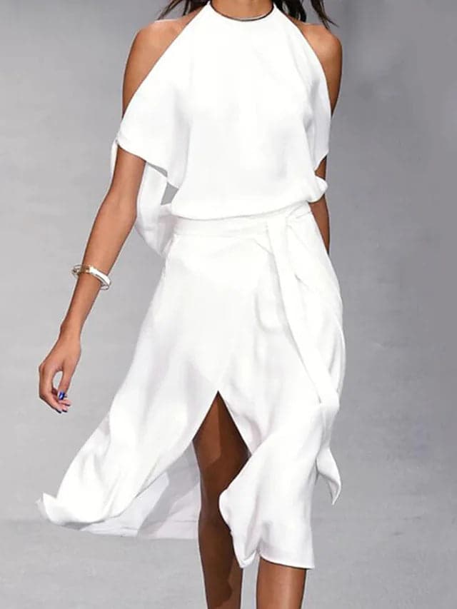 Tammy | Robe Midi à Épaules Dénudées pour Femme