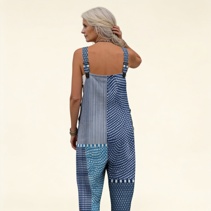 Isaline | graficzny niebieski patchwork wysmuklona