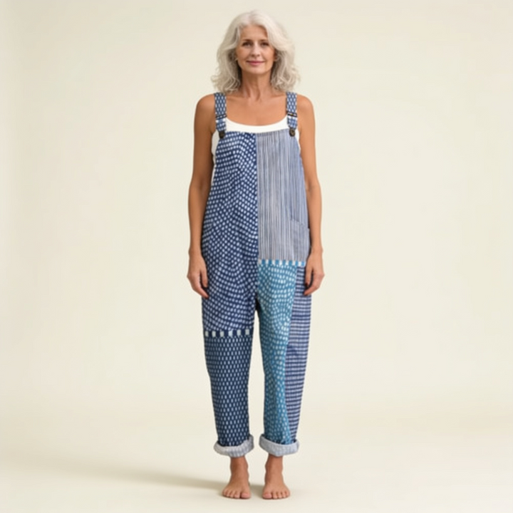 Isaline | graficzny niebieski patchwork wysmuklona
